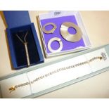 Vintage jewellery, inc. Swarovski crystal necklace, modernist earrings and brooch set by Laloli of