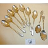 Nine Sterling silver golf club teaspoons - all hallmarked, approx. 115g