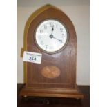 Edwardian inlaid small mantle clock