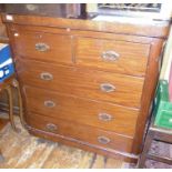 Victorian mahogany chest of drawers, two over three, 38" wide x 40" wide