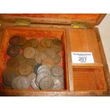 Box of old halfpenny coins