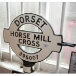 Original painted cast iron road sign for Horse Mill Cross, Dorset