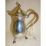 Sterling silver chocolate or coffee pot with cane-wrapped handle. Hallmarks rubbed-early 20th.c.
