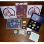 Collection of various boxed coins and cased sets