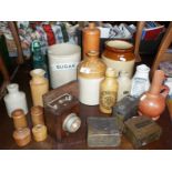 Collection of assorted stoneware jars, inc. one marked T. & F. Parsons, Risboro, together with old
