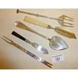 Francis Howard modernist Sterling silver pickle fork, continental silver mechanical serving fork,