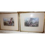 Pair of large colour prints after Miles Birket Foster of children at play and flower picking