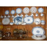 Quantity of assorted blue and white china including seven meat platters