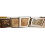 Four framed prints of figures after Augustus John