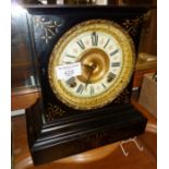 Victorian mantle clock with enamel dial and gilt decoration