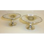 Pair of Sterling silver footed bon-bon dishes with scalloped edge. Hallmarked for Birmingham 1926,