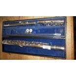 A silver-plated flute in case by J.R. Lafleur & Son Ltd