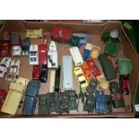 Large assortment of diecast vehicles, inc. Dinky military, Tekno bus, and a Robin Hood TP removals