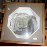 Coloured etching in diorama frame of Seaton Hole, 3/125, by Roger St. Barbe, local artist