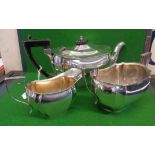 Sterling silver tea set hallmarked for London 1909, maker Edward Lloyd Lawrence, approx weight 780g