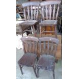 Set of four Victorian splat back kitchen chairs