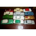 Collection of 12 Dinky and Corgi saloon cars, inc. a Dinky cream Rover 75 with blue hub caps, a