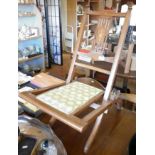 Victorian folding inlaid mahogany nursing chair