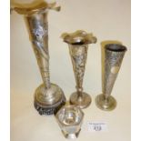 Chinese silver vases etc, decorated with dragons and bamboo