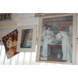 Reproduction Sunlight Soap poster "Home Bright - Hearts Light", a modern tin Pears print and another