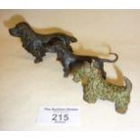 Cold painted bronze Cocker Spaniel and Dachshund (Dachshund marked Austria underneath). Together