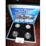 Royal Mint cased silver proof 4 coin set Bridge pattern collection