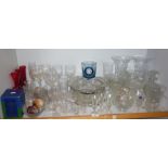 Large collection of cut glass vases and wine glasses etc.