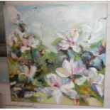Heather Macgregor, abstract oil of flowers on canvas
