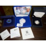 Cased silver proof coin sets, by Royal Mint, 2007 diamond wedding crown, 2008 Royal Shield of