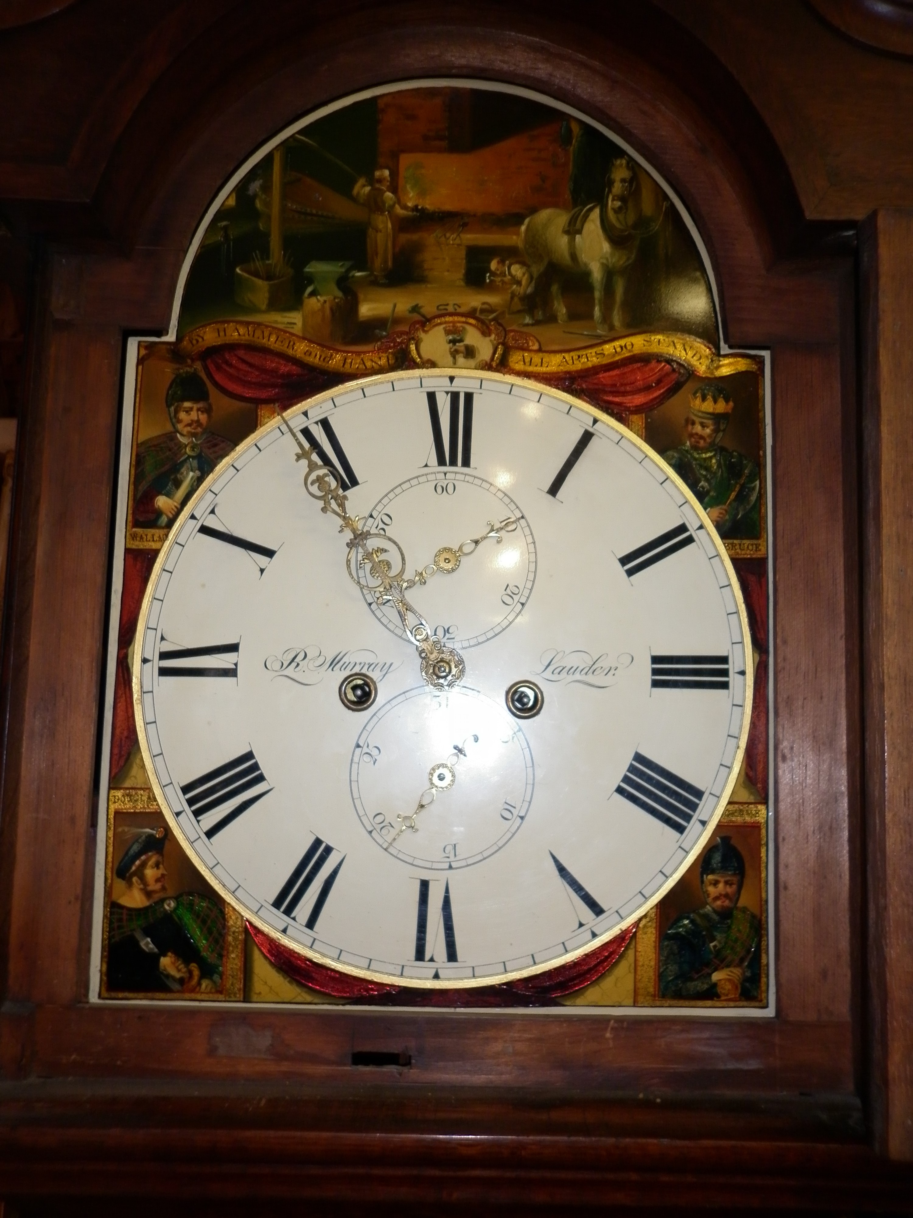 19th c. oak 8-day long case clock by R. Murray of Lauder, Scotland, the arch topped dial with - Image 2 of 2