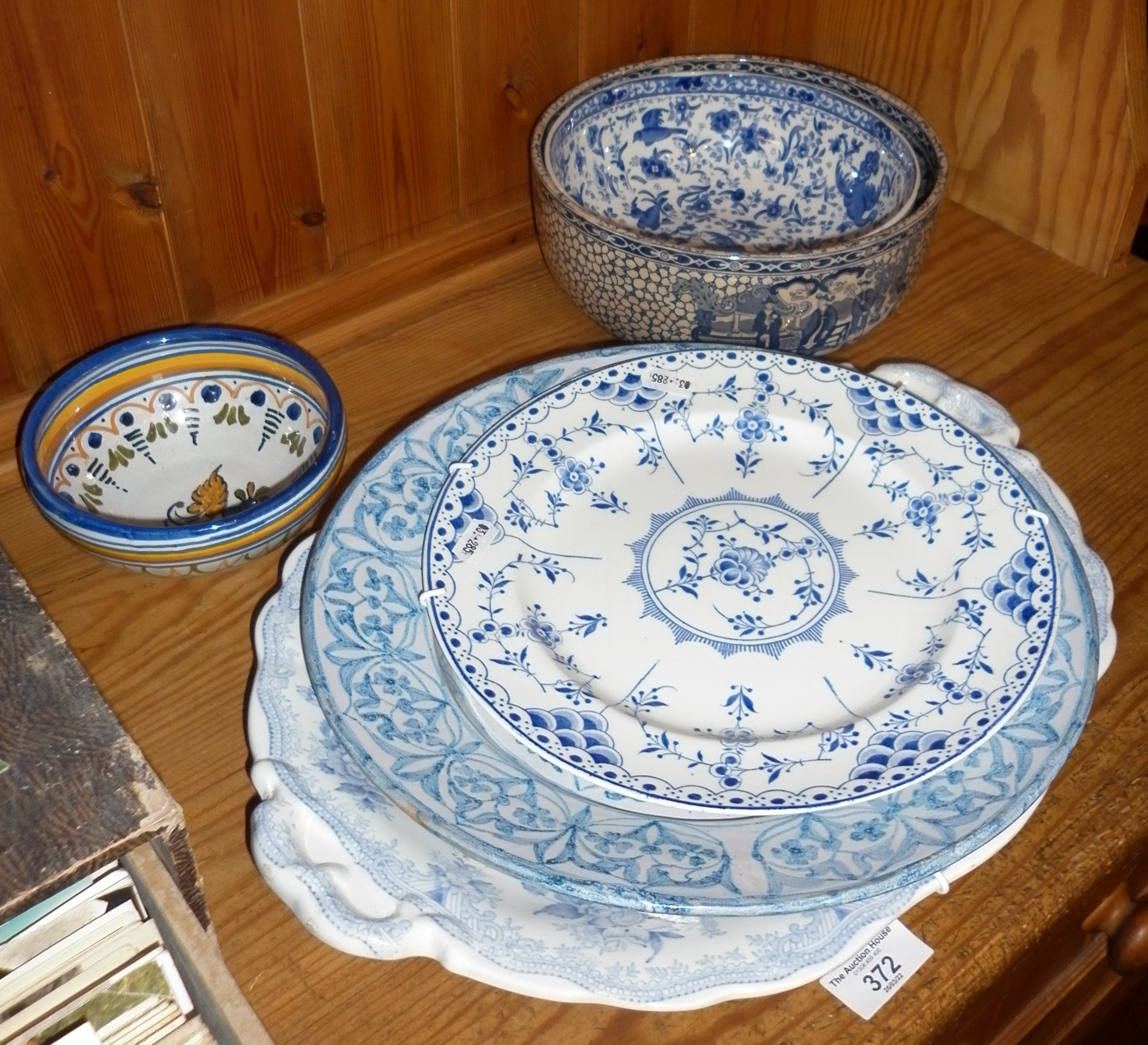 Victorian blue and white china plates and bowls