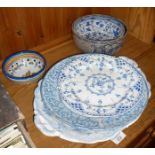 Victorian blue and white china plates and bowls