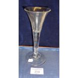 18th/19th c. wine glass with trumpet bowl on tapering clear glass stem, 16.5cm