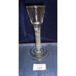 18th c. cordial or wine glass on stem with double series air twist on a folded foot, 16.5cm