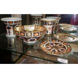 Royal Crown Derby Imari pattern bowls, plates and vases