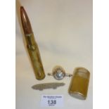 WW1 and WW2 trench art, inc. Zeppelin, Victory lighter, etc.