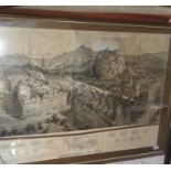 Large steel engraving of a panoramic view of Edinburgh in 1888
