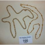 Two 9ct gold chain necklaces, approx. weight 8.5g