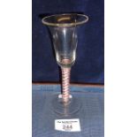 18th c. wine glass having bell bowl on a 2-colour air twist stem, height 14.5cm
