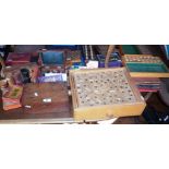 Large collection of antique and vintage card and board games, inc. chess boards, shut the box,