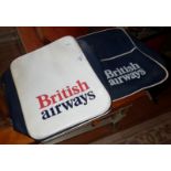 Two vintage British Airways advertising flight bags