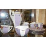 Shelley china Art Deco coffee set (hairline crack to coffee pot)