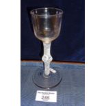Georgian wine glass on single knop air twist stem, height 14cm