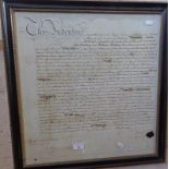 Framed indenture dated 1821 relating to a Martha Rollings of Bradpole and John & William Woodbury