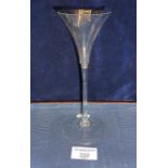 Georgian glass wine flute with trumpet bowl on fine tapering stem, height 19cm