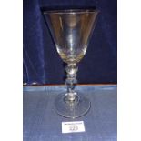 18th c. baluster goblet on triple knopped stem above conical folded foot, 17.5cm