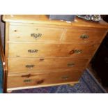 Edwardian 2 over 3 pine chest of drawers