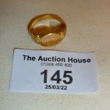 18ct gold signet ring with monogram, approx. UK size L, weight 3g