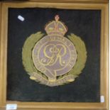 Royal Engineers silk work crest on felt background