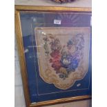 Framed 19th century wool and beadwork panel